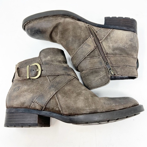 BORN Brown Suede Side Zip Boots with Buckle Women's Size 7.5 - Picture 2 of 8